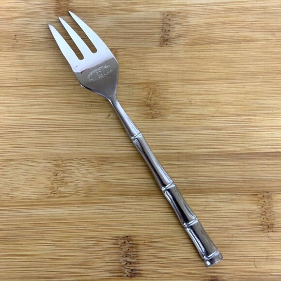 Lifetime Cutlery IC Bamboo Set of 4 Salad Forks Stainless Steel Flatware Japan - Picture 4 of 5